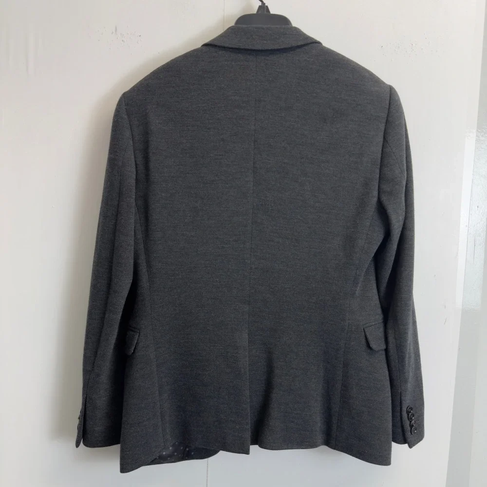 Express Photographer Fitted Blazer Mens 36S Gray Knit Cotton Blend Two Button